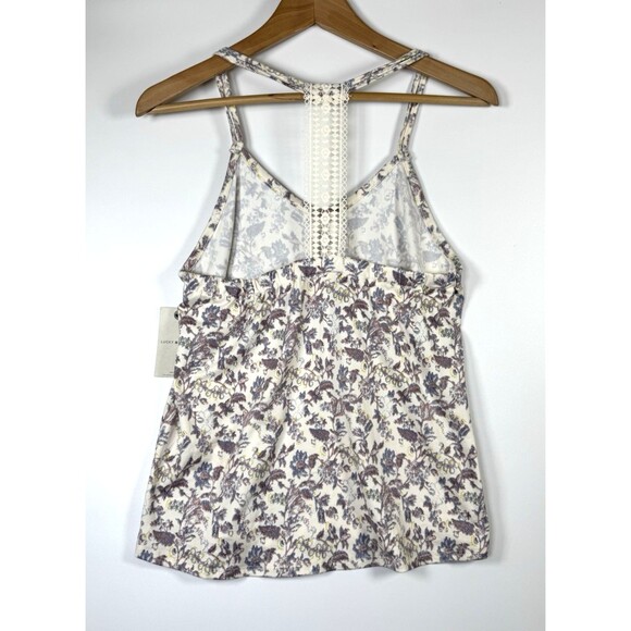 Lucky Brand Tank Top Womens Small Cream Floral Lace Racerback Boho Casual - Picture 5 of 12